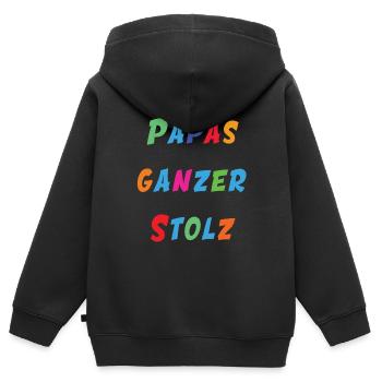 Papas ganzer Stolz - Kinder Premium Organic Zip Hoodie - Schwarz - Hinten - AI Model Kid Male (0cm)