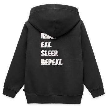 Ride eat sleep repeat Equestrian Sayings - Kids Premium Organic Zip-up Hoodie - black - Back - AI Model Kid Male (0cm)