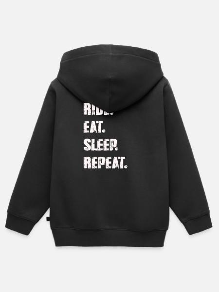 Ride eat sleep repeat Reitersprüche - Premium børne zip-hættetrøje økologisk - sort