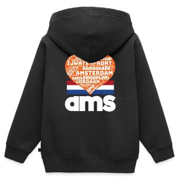 Amsterdam - Sweat Premium à capuche zippé enfant bio - noir - Dos - AI Model Kid Male (0cm)