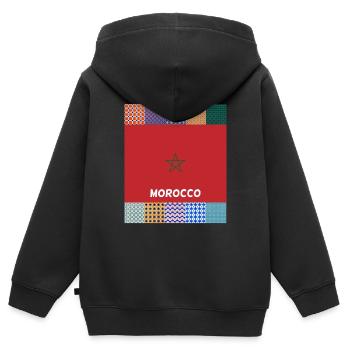 Maroc - Sweat Premium à capuche zippé enfant bio - noir - Dos - AI Model Kid Male (0cm)