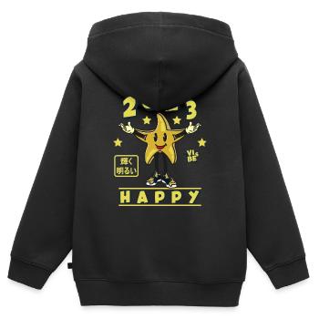 Happy New Year 2023- Retro Star - Kids Premium Organic Zip-up Hoodie - black - Back - AI Model Kid Male (0cm)