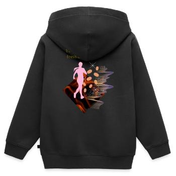 frisch und lieblich wie ich - Kinder Premium Organic Zip Hoodie - Schwarz - Hinten - AI Model Kid Male (0cm)