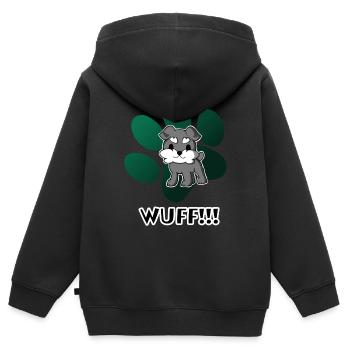 Wuff-Hund - Kinder Premium Organic Zip Hoodie - Schwarz - Hinten - AI Model Kid Male (0cm)