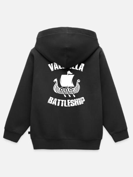 Valhalla Battleship Wikingerboot - Kinder Premium Organic Zip Hoodie - Schwarz
