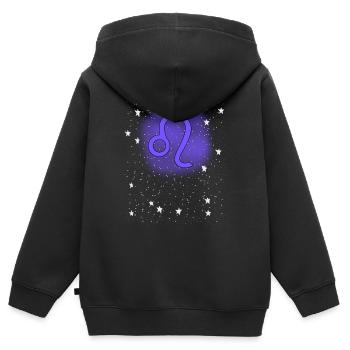 Signe du zodiaque Lion Symbole cadeau étoiles - Sweat Premium à capuche zippé enfant bio - noir - Dos - AI Model Kid Male (0cm)
