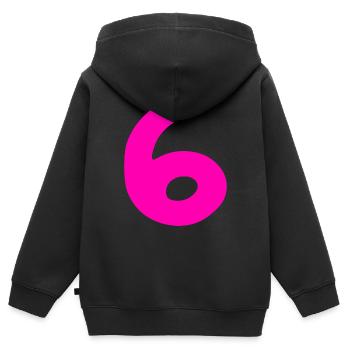 6 ans anniversaire rose - Sweat Premium à capuche zippé enfant bio - noir - Dos - AI Model Kid Male (0cm)