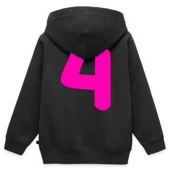 4 ans anniversaire rose - Sweat Premium à capuche zippé enfant bio - noir - Dos - AI Model Kid Male (0cm)