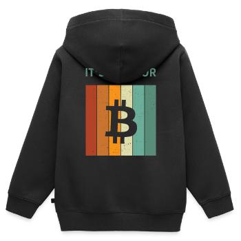 Bitcoin - Sweat Premium à capuche zippé enfant bio - noir - Dos - AI Model Kid Male (0cm)