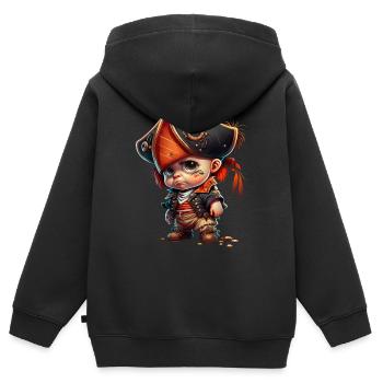 Baby Pirate - Kinder Premium Organic Zip Hoodie - Schwarz - Hinten - AI Model Kid Male (0cm)