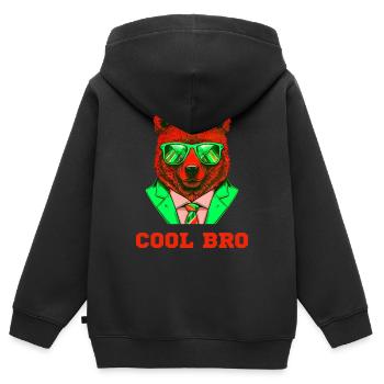 Cool Bro Bear - Sweat Premium à capuche zippé enfant bio - noir - Dos - AI Model Kid Male (0cm)