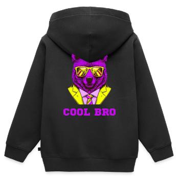 Cool Bro Bear - Sweat Premium à capuche zippé enfant bio - noir - Dos - AI Model Kid Male (0cm)