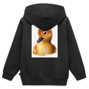Baby Ente - Nutztier - Kinder Premium Organic Zip Hoodie - Schwarz - Hinten - AI Model Kid Male (0cm)