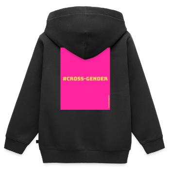 Cross-Gender - Kinder Premium Organic Zip Hoodie - Schwarz - Hinten - AI Model Kid Male (0cm)