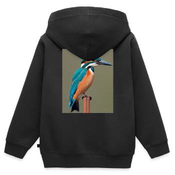 kingfisher on the branch - Kids Premium Organic Zip-up Hoodie - black - Back - AI Model Kid Male (0cm)
