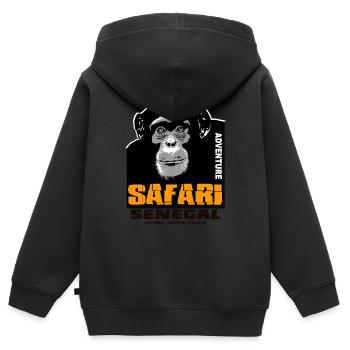 Senegal - Schimpanse - Kinder Premium Organic Zip Hoodie - Schwarz - Hinten - AI Model Kid Male (0cm)