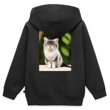 Weiße Perserkatze - Kinder Premium Organic Zip Hoodie - Schwarz - Hinten - AI Model Kid Male (0cm)