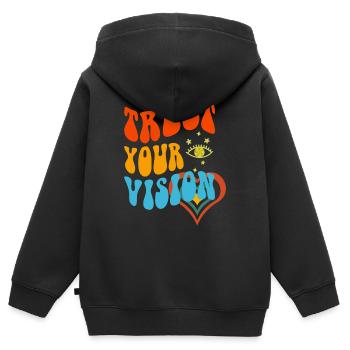 Faites confiance à votre cœur Vision - Sweat Premium à capuche zippé enfant bio - noir - Dos - AI Model Kid Male (0cm)