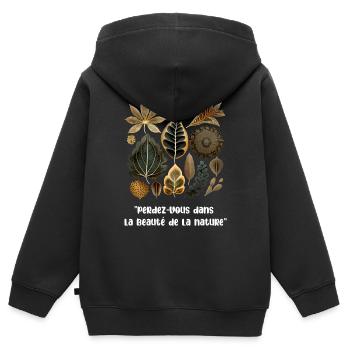 Verlieren Sie sich in der Schönheit der Natur - Kinder Premium Organic Zip Hoodie - Schwarz - Hinten - AI Model Kid Male (0cm)