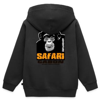 Gabun - Schimpanse - Kinder Premium Organic Zip Hoodie - Schwarz - Hinten - AI Model Kid Male (0cm)
