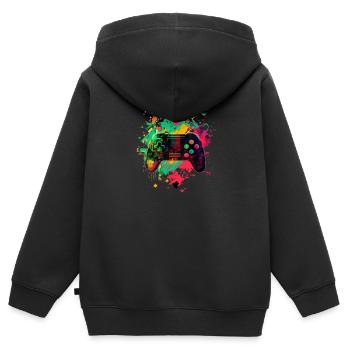 Gamer Konsole - Kinder Premium Organic Zip Hoodie - Schwarz - Hinten - AI Model Kid Male (0cm)
