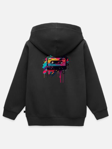 Retro Mixtape - Kinder Premium Organic Zip Hoodie - Schwarz