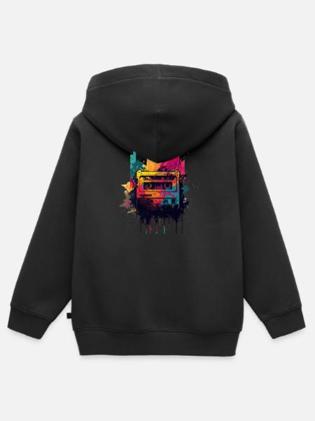 Retro Mixtape - Kinder Premium Organic Zip Hoodie - Schwarz