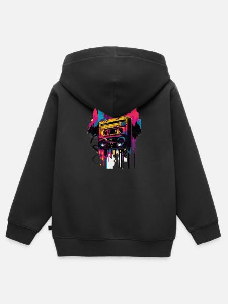 Retro Mixtape - Kinder Premium Organic Zip Hoodie - Schwarz