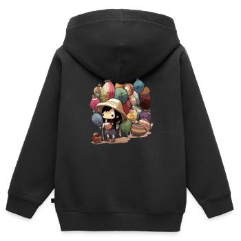La vendeuse de ballons - Sweat Premium à capuche zippé enfant bio - noir - Dos - AI Model Kid Male (0cm)