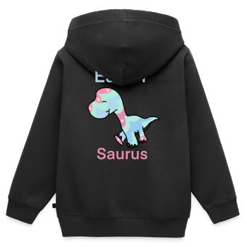Saurus de Pâques Oeufs de dinosaures Oeufs de Pâques - Sweat Premium à capuche zippé enfant bio - noir - Dos - AI Model Kid Male (0cm)