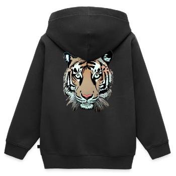 Illustration du tigre - Sweat Premium à capuche zippé enfant bio - noir - Dos - AI Model Kid Male (0cm)