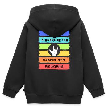 Bye Bye Kindergarten ich rocke jetzt die Schule - Kinder Premium Organic Zip Hoodie - Schwarz - Hinten - AI Model Kid Male (0cm)
