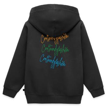 Cooltrendyfashion - Kinder Premium Organic Zip Hoodie - Schwarz - Hinten - AI Model Kid Male (0cm)