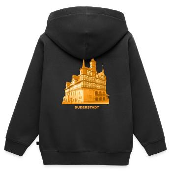 Duderstadt Rathaus - Kinder Premium Organic Zip Hoodie - Schwarz - Hinten - AI Model Kid Male (0cm)
