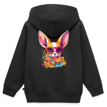 Ali le fennec - Sweat Premium à capuche zippé enfant bio - noir - Dos - AI Model Kid Male (0cm)