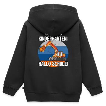 Bagger Tschüss Kindergarten Hallo Schule - Kinder Premium Organic Zip Hoodie - Schwarz - Hinten - AI Model Kid Male (0cm)