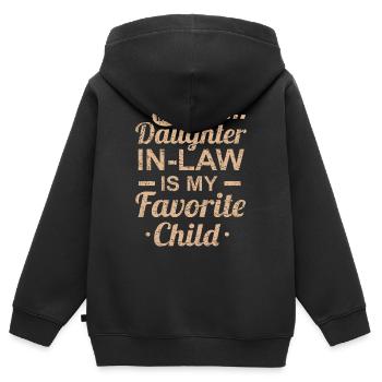 Der Muttertag von meiner Schwiegertochter ist mein Favorit - Kinder Premium Organic Zip Hoodie - Schwarz - Hinten - AI Model Kid Male (0cm)