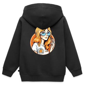 Anne Hippie - Kinder Premium Organic Zip Hoodie - Schwarz - Hinten - AI Model Kid Male (0cm)