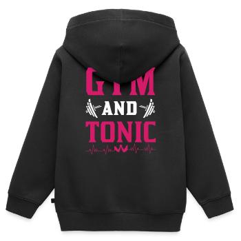 GYM et Tonique - Sweat Premium à capuche zippé enfant bio - noir - Dos - AI Model Kid Male (0cm)