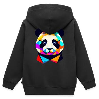 Panda - Kids Premium Organic Zip-up Hoodie - black - Back - AI Model Kid Male (0cm)