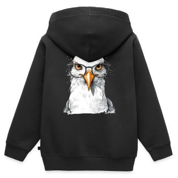 Mina la mouette à lunettes - Sweat Premium à capuche zippé enfant bio - noir - Dos - AI Model Kid Male (0cm)