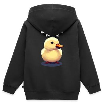 Caneton Mignon Mignon Mignon - Sweat Premium à capuche zippé enfant bio - noir - Dos - AI Model Kid Male (0cm)
