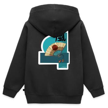 Sensu des Windes - Kinder Premium Organic Zip Hoodie - Schwarz - Hinten - AI Model Kid Male (0cm)