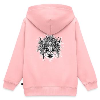 MASKEN-TOTEM - Kinder Premium Organic Zip Hoodie - Rosa - Hinten - AI Model Kid Female (0cm)