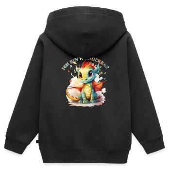 Ich bin wunderbar Drache - Kinder Premium Organic Zip Hoodie - Schwarz - Hinten - AI Model Kid Male (0cm)
