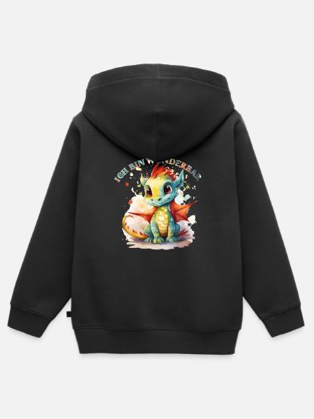 Ich bin wunderbar Drache - Kinder Premium Organic Zip Hoodie - Schwarz