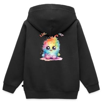 Kleine Monster - Kinder Premium Organic Zip Hoodie - Schwarz - Hinten - AI Model Kid Male (0cm)