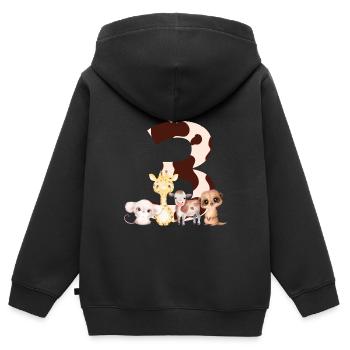 3. Jahrestag - Tiere zum dritten Jahrestag - Kinder Premium Organic Zip Hoodie - Schwarz - Hinten - AI Model Kid Male (0cm)