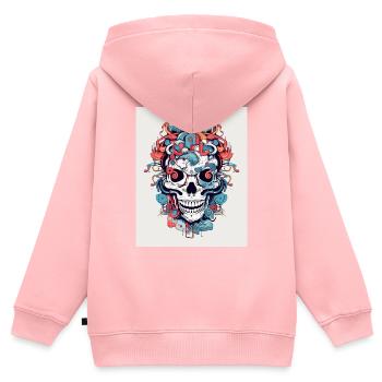 farbenfroher Knochen - Kinder Premium Organic Zip Hoodie - Rosa - Hinten - AI Model Kid Female (0cm)