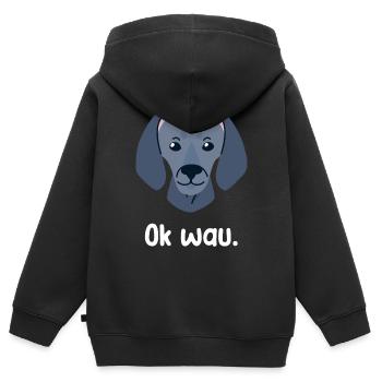 Ok wau mit Weimaraner Hundeliebhaber - Kinder Premium Organic Zip Hoodie - Schwarz - Hinten - AI Model Kid Male (0cm)